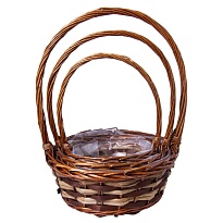 Корзина плетеная (ива) d30*h13*hh42см круг коричневый