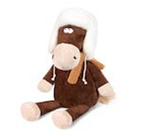 Мягкая игрушка Конь Василий в ушанке h22см