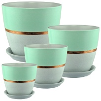 Горшок Бутон Эстет d15 h15см 1,7л с поддоном керамика бронзовый мятный