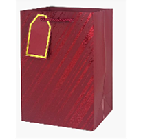 Пакет подарочный 26*32*12см Металл диагональ красный