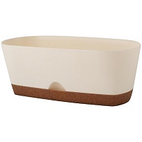 Горшок Wood 25*11,5 h9,5см 1,98л с поддоном пластик сливочный/бук