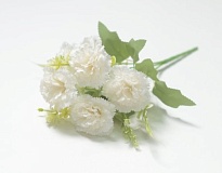 Гвоздика в букете искусственная 5 голов h30см белый