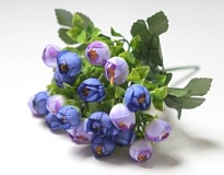 Камелия в букете искусственная h29см синий