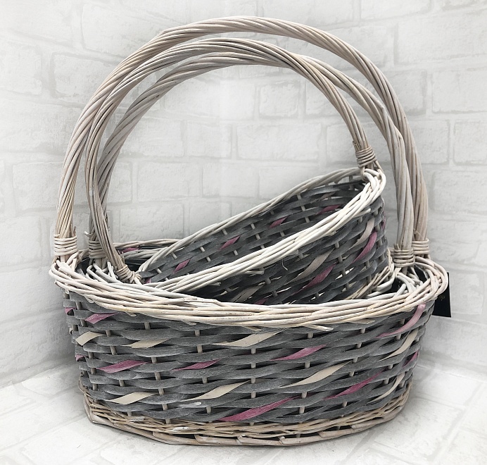 Корзина (ива) d40*33*h15*39см овал темно-серый