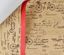 Пленка матовая 58см*10м 65мкр Винтажный велосипед красный