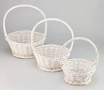 Корзина плетеная (ива) d30*h12*hh32см круг белый