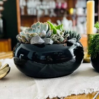 Кашпо миска Polnix Piano d24 h10см керамика черный