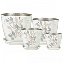 Горшок Бутон Вальс d18 h18см 3,8л с поддоном керамика серый