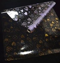 Пленка прозрачная 58см*10м 50мкр Отражение сердце сиреневый