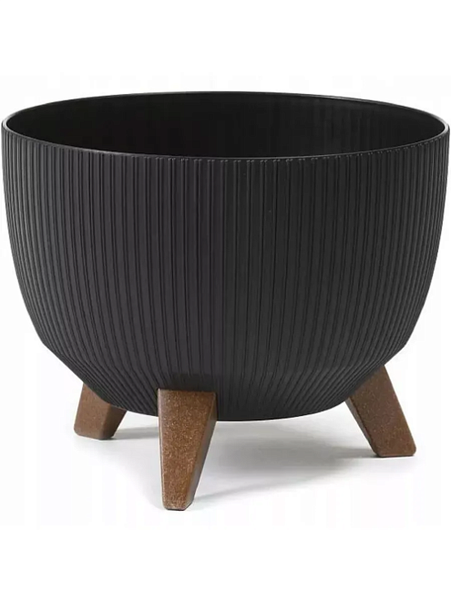 Кашпо Lamela Рома ЭКО Джампер на ножках d33 h22см 12,4л с вкладкой пластик черный