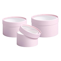 Коробка шляпная с прозрачной крышкой d20*h10см розовый