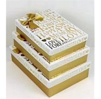 Коробка подарочная Happy 29*21*9,5см белый золотой 