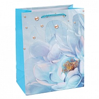 Пакет подарочный 18*23*10см Цветы голубой