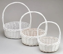 Корзина (ива) d33*h14,5*hh38см круг белый