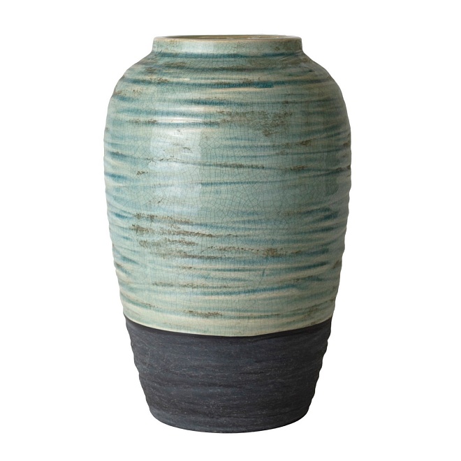 Ваза декоративная d18*h28см керамика голубой-серый