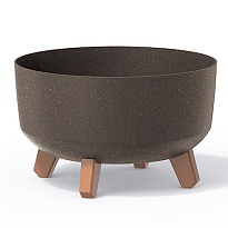 Кашпо Prosperplast Gracia Low Eco wood на ножках d38 h20.7см 14.3л с вкладкой пластик кофе