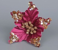 Пуансетия на прищепке d15см малиновый