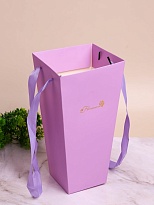 Коробка под цветы Трапеция 9*15*27см Flower сиреневый