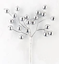 Ветка декоративная с ягодками h40см серебряный