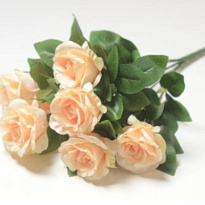 Розы в букете искусственные 7 голов h52см кремовый