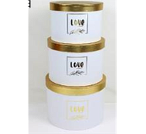 Коробка шляпная Love d25.5*h18см белый золотой