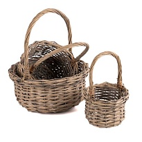 Корзина (ива) d22*12*hh27см круг серый