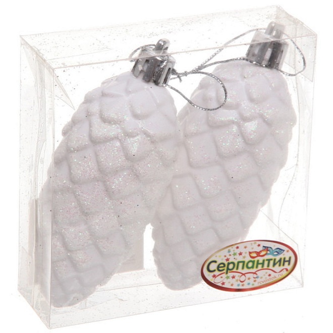 Елочные игрушки Шишки Таинственное очарования 9см 2шт белый