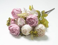 Пионы в букете искусственный 10 веток h50см розовый