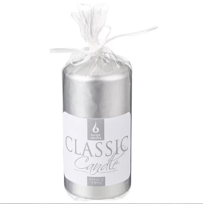 Свеча колонна Bartek, d5*h10см, Металлик серебрянный