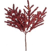 Ветка декоративная с глиттером h21см красный