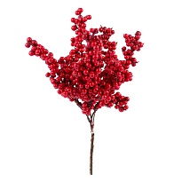 Набор веток с ягодами на вставках 5шт h19см красный
