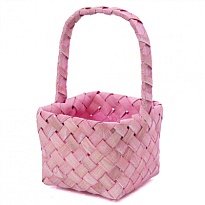 Корзина (секвойя) d16*h12.5*hh28см квадрат розовый