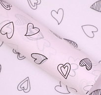 Тишью 50*70см Сердца 20л розовый с черным