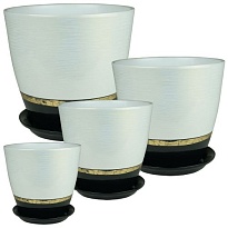 Горшок Бутон Эстет d21 h21см 5л с поддоном керамика золотой черный