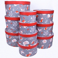 Коробка НГ 22,5*22,5*13см Happy New Year серый