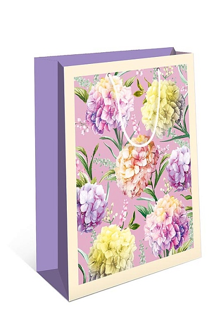 Пакет подарочный 33*43*10см гортензия