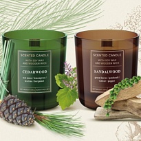 Свеча в стакане Bartek, 150г. аромат Древесина, дерев. фитиль