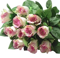 Розы в букете, искусственные, 14 голов, h50см, сиреневый