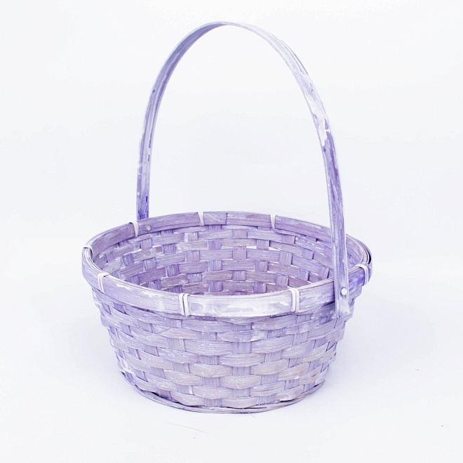Корзина (бамбук) d26*h12*hh30см круг светло-фиолетовый
