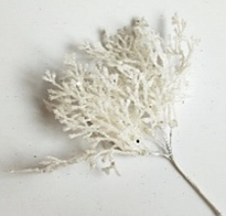 Ветка Туи с глиттером на вставке h20см белый