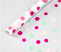 Пленка матовая 70см*08м CartaPack Трехцветный горох малиновый/кварцевая роза/мятный