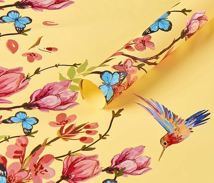 Пленка матовая 58*58см Колибри 20 листов желтый