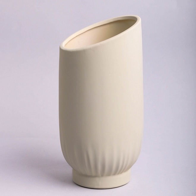 Ваза декоративная d12.5 h31см керамика светло-серый