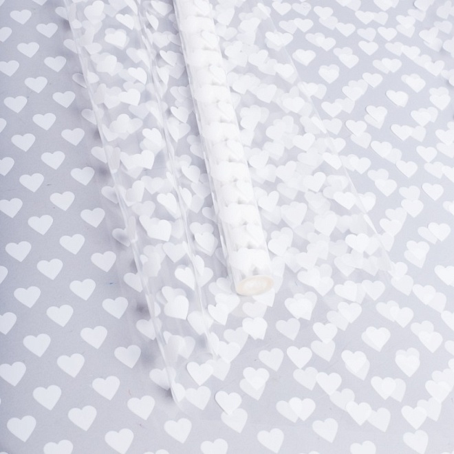 Пленка прозрачная 70см*8м Сердца15 белый