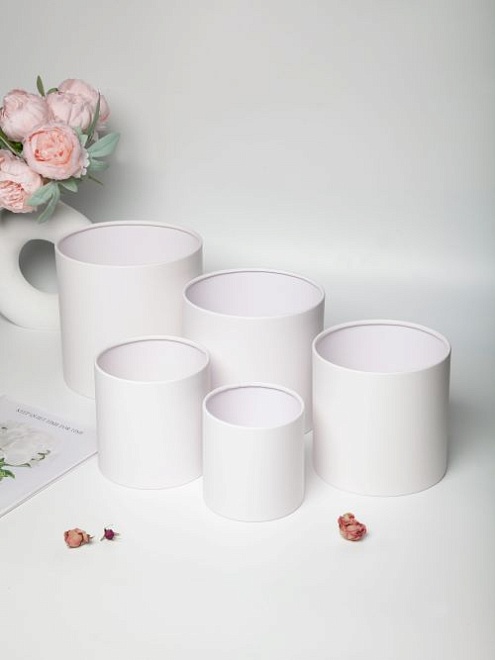 Коробка шляпная без крышки d18*h18см матовый белый