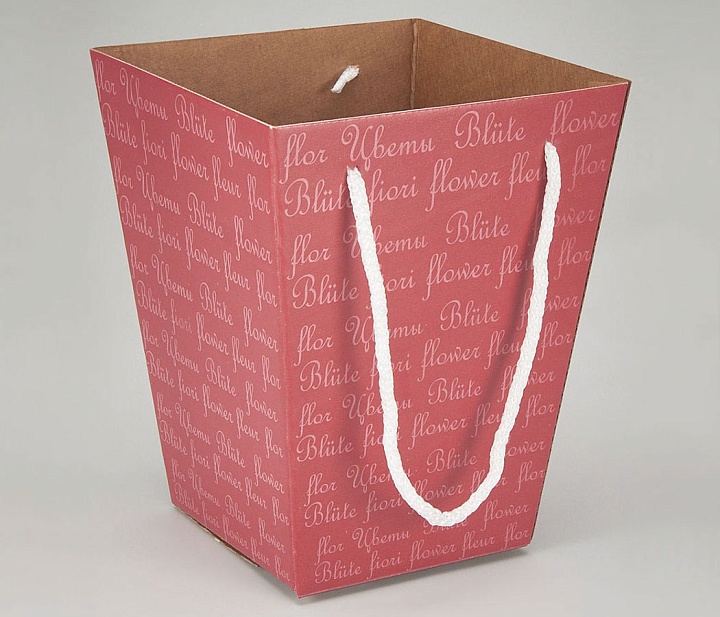 Коробка под цветы Трапеция 12,5*18*22,5см красный