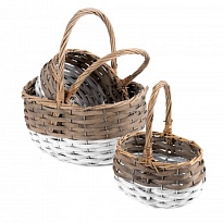Корзина (ива) d23,5*17,5*h13,5*hh28см овал бело-коричневый