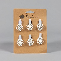 Прищепка цветы 6шт 3,5*2см микс