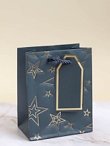 Пакет подарочный 12*15*7см серый темный