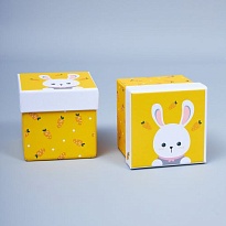Коробка подарочная "Зайчонок" 8*8*6,5см желтый